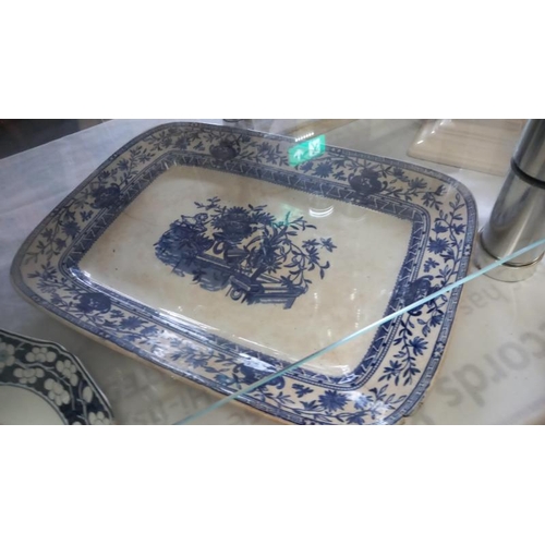 190 - 2 Blue and White Meat Plates and two Booths Plum Blossom plates