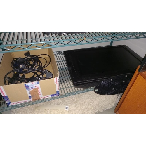 202 - A quantity of TV's & monitors including Toshiba DVD player etc. (job lot)