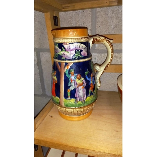 208 - A large German Beer Stein Jug, Rumtopf (no lid) & a large fruit bowl