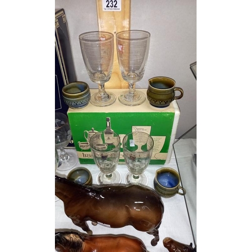 232 - Two boxed Irish coffee set, 4 pieces of Irish Wade