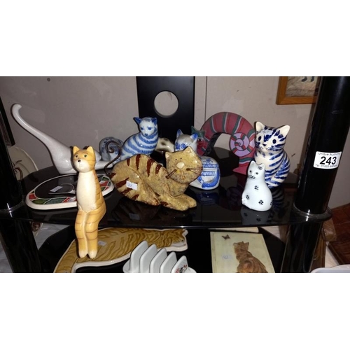 243 - A large quantity of cat ornaments etc including Sadler toast rack