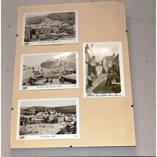 257 - 2 framed postcard size Montage's and a print of a fishing village