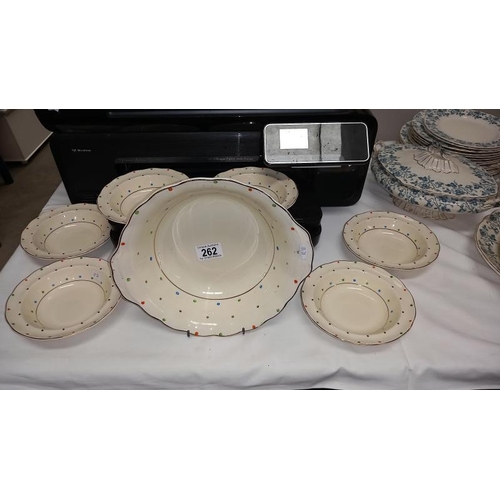 262 - A vintage Frank Buckley polka dot dessert set