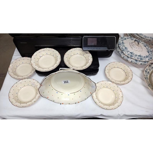 262 - A vintage Frank Buckley polka dot dessert set