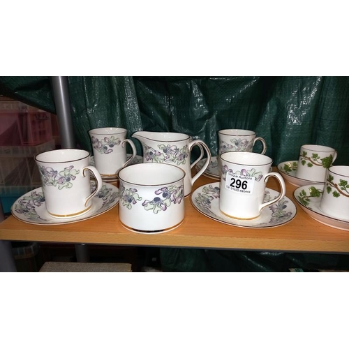 296 - An Elizabethan Anemone tea set designed by A Kusmirek on a Crown Staffordshire ivy pattern. tea sets