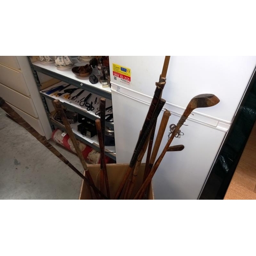 300 - A quantity of wooden shaft golf clubs and a vintage Slazenger long bow L137cm - Collection only