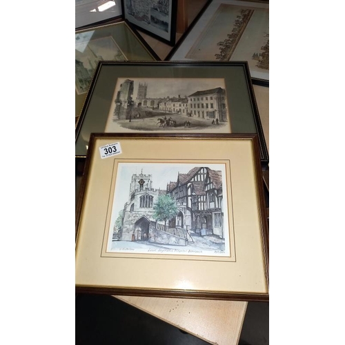 303 - A good varied selection of framed engraving prints - Collection only