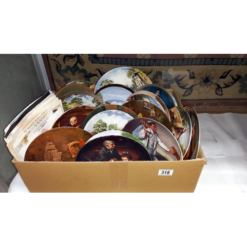 318 - A box of collectable cabinet plates some with certificates - Collection only