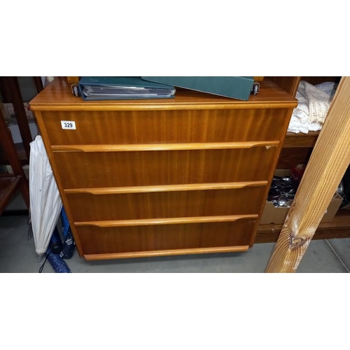 329 - A teak effect bedroom chest of drawers - Collection only