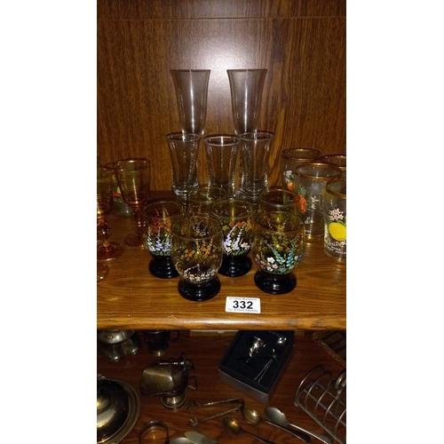 332 - A quantity of sets of vintage drinking glasses - Collection only