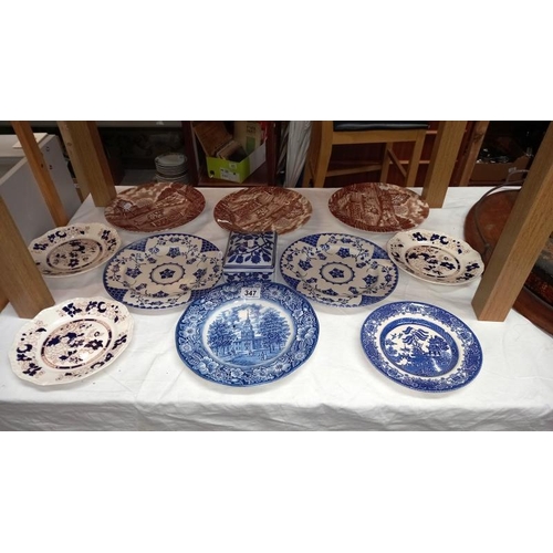 347 - A quantity of blue and white plates etc - Collection only