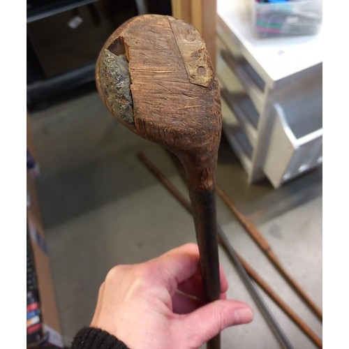 300 - A quantity of wooden shaft golf clubs and a vintage Slazenger long bow L137cm - Collection only