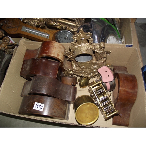 1170 - A large quantity of clock cases, movements and barometers (for spares or repairs), COLLECT ONLY