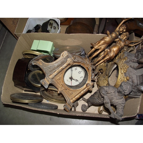 1170 - A large quantity of clock cases, movements and barometers (for spares or repairs), COLLECT ONLY