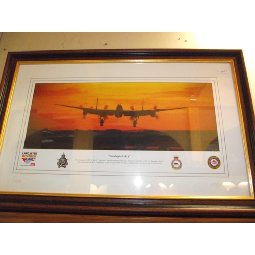 1208 - 3 RAF related framed and glazed prints including signed Dutch solo display, Lancaster over Lincoln a... 