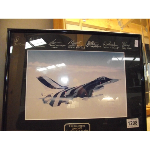 1208 - 3 RAF related framed and glazed prints including signed Dutch solo display, Lancaster over Lincoln a... 