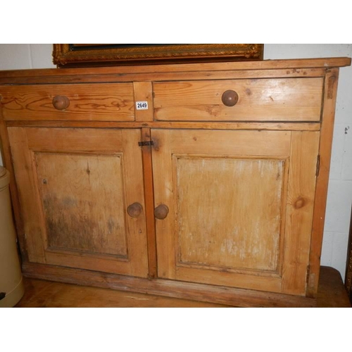 2649 - An antique pine two door two drawer dresser base, COLLECT ONLY.