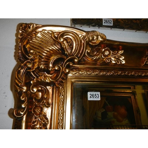 2653 - A large gilt framed bevel edged mirror, COLLECT ONLY.