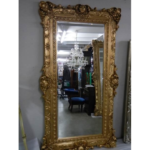 2658 - A tall gilt framed bevel edged mirror, 220 x 122 cm, COLLECT ONLY.