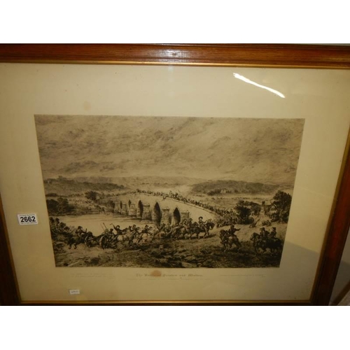 2662 - A framed and glazed engraving 'the Battle of Preston'. COLLECT ONLY.