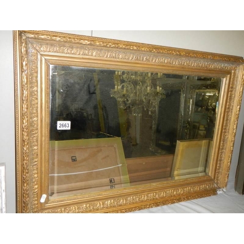 2663 - An antique gilt framed bevel edged mirror, COLLECT ONLY.