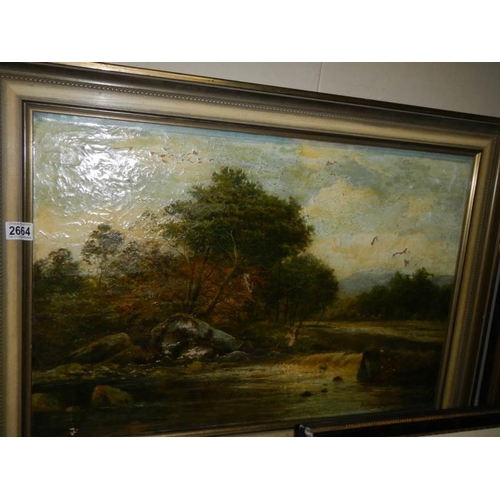 2664 - A Victorian oil on canvas rural scene, COLLECT ONLY.