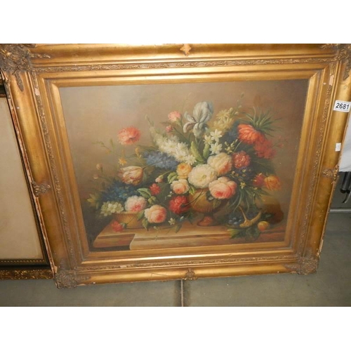 2681 - An oil on canvas floral painting, COLLECT ONLY.