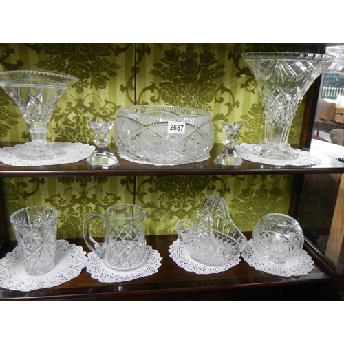 2687 - Two shelves of cut glass, COLLECT ONLY.