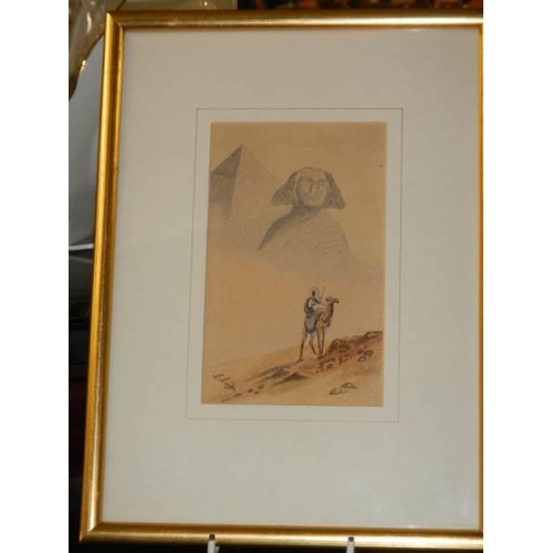 2693 - A pair of framed and glazed egyptian scene watercolours, COLLECT ONLY.