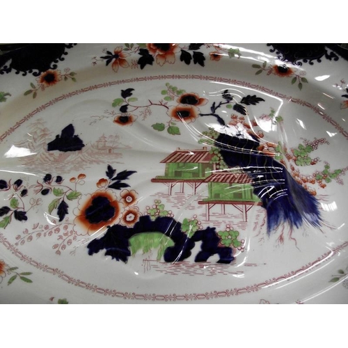 1240 - 2 19/20c Royal Doulton 'temple' meat platters, 1 has drip channels 53cm x 19cm  COLLECT ONLY