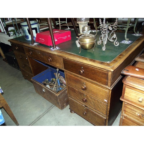 1245 - An old double pedestal partners desk, COLLECT ONLY.