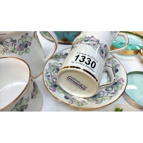 1330 - Crown Staffordshire 'Ivy' coffee cups & saucers & Elizabethan 'Anemone' coffee/tea set