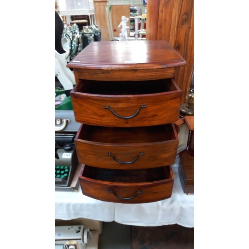 1345 - A teak bow front chest of drawers, 40cm x 45cm x 55cm high, COLLECT ONLY