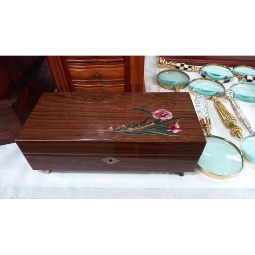 1347 - A vintage lacquered musical jewellery box & 1 other