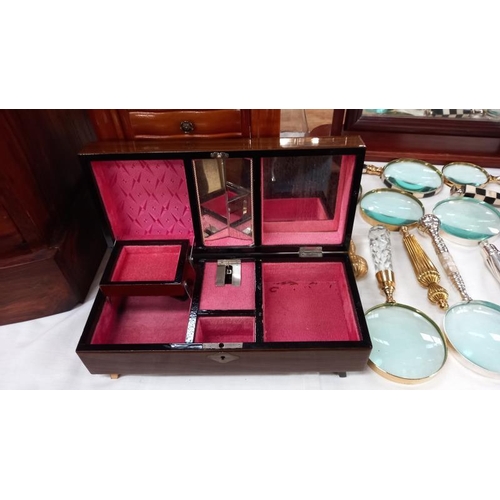 1347 - A vintage lacquered musical jewellery box & 1 other