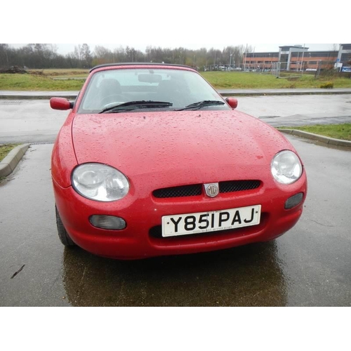 1 - A 2001 MG MGF in red, Reg. No. Y851 PAJ, MOT Nov 2023, Approximately 70,000 miles.