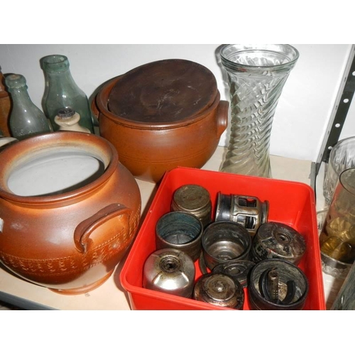 11 - A mixed lot of old pots and bottles etc.,