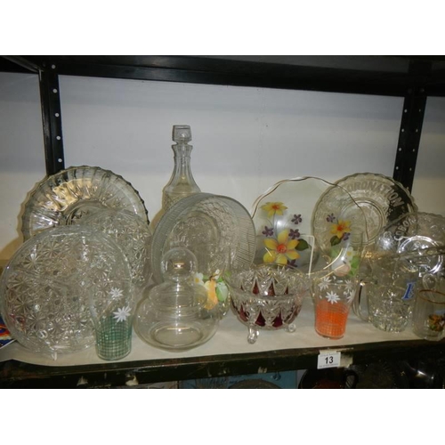 13 - Three shelves of assorted glass ware. COLLECT ONLY.