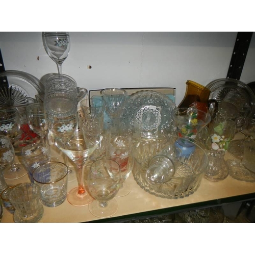 13 - Three shelves of assorted glass ware. COLLECT ONLY.