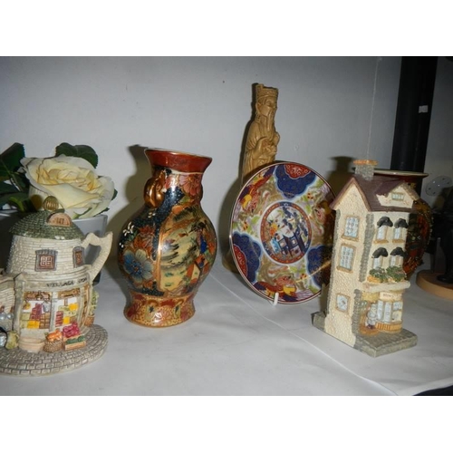 33 - A shelf of ceramics including Oriental vases etc., COLLECT ONLY.