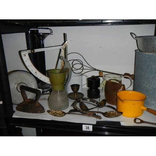 38 - A mixed lot of vintage kitchen ware etc., COLLECT ONLY.