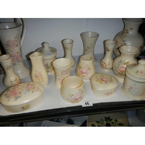 46 - A shelf of Aldridge & Co., Stoke on Trent pottery.