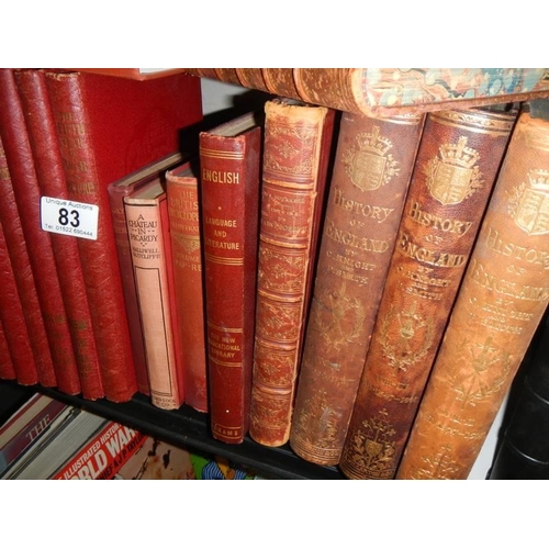 83 - A quantity of books including History of England.