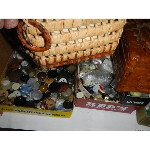 126 - A mahogany box, marbles, buttons etc.,