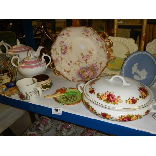 191 - A mixed lot of ceramics including tureen, tea pot etc.,