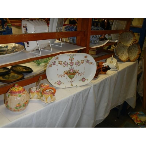 201 - A mixed lot including cheese dish, cruet, jam pot, dripping pots etc., COLLECT ONLY.