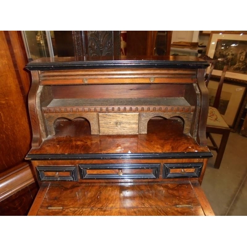 2862 - A small writing bureau converted from a piano with tambour top. Ht 111 cm, W 59 cm D 55 cm. COLLECT ... 