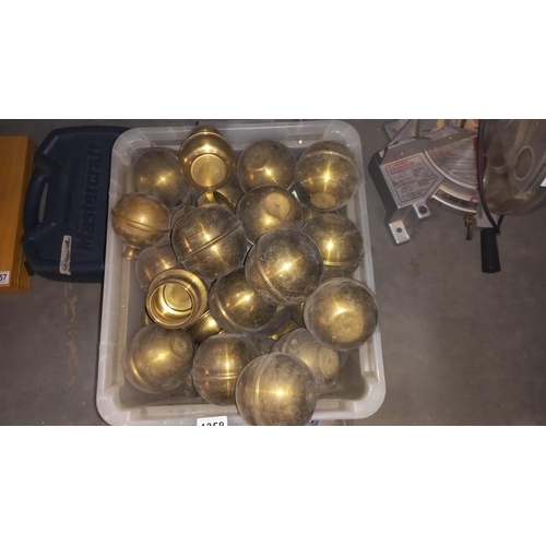 1358 - A large box of brass bed knobs and caps for restoration of Victorian beds COLLECT ONLY