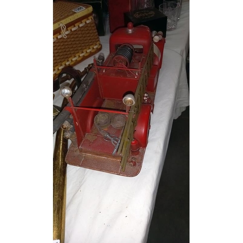 1367 - A large scale pressed steel fibre glass model of an American fire truck length 49cm