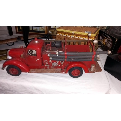 1367 - A large scale pressed steel fibre glass model of an American fire truck length 49cm